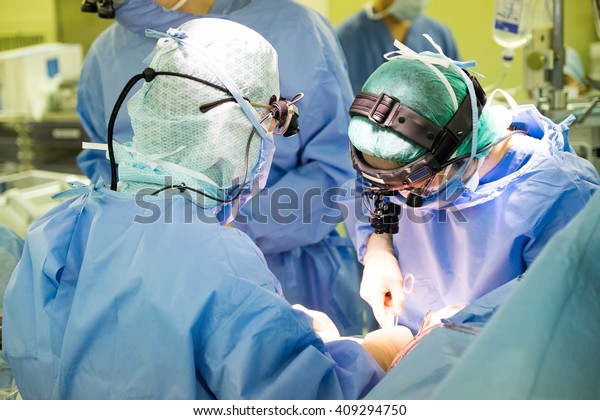 Surgical Field Two Surgeons During Operation Stock Photo 409294750 ...