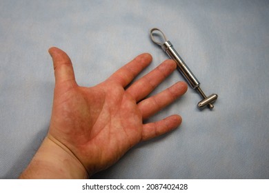 With A Surgical Finger Tourniquet, The Blood Supply In The Finger Is Cut Off For Surgery