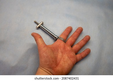 With A Surgical Finger Tourniquet, The Blood Supply In The Finger Is Cut Off For Surgery