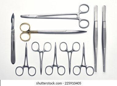 Surgical instruments set on a white background