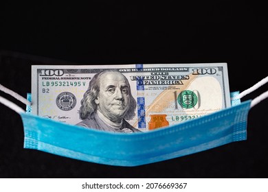 Surgical Mask As Hammock With 100 Dollar Banknotes