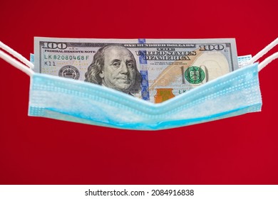 Surgical Mask As Hammock With 100 Dollar Banknotes