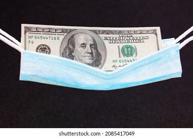 Surgical Mask As Hammock With 100 Dollar Banknotes