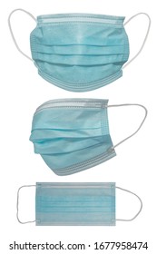Surgical mask with rubber ear straps. Typical 3-ply surgical mask to cover the mouth and nose. Procedure mask from bacteria. Protection concept. - Shutterstock ID 1677958474