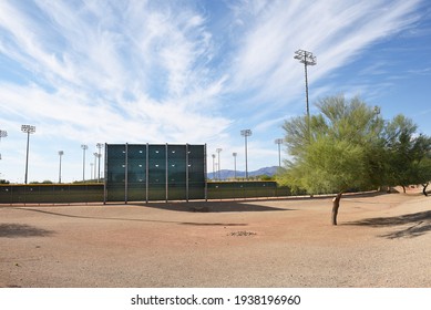 SURPRISE, ARIZONA - NOVEMBER 24, 2016: Surprise Stadium Practice Field Hitters Backdrop. The facility is the Spring Training home of both the Texas Rangers and Kansas City Royals.