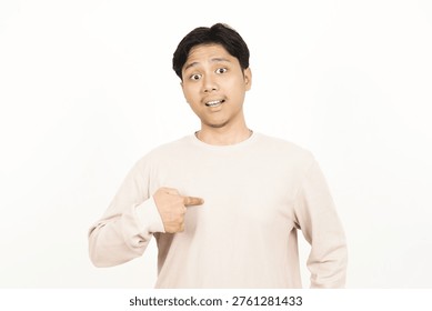 Surprised Asian Man Pointing at Himself with Finger