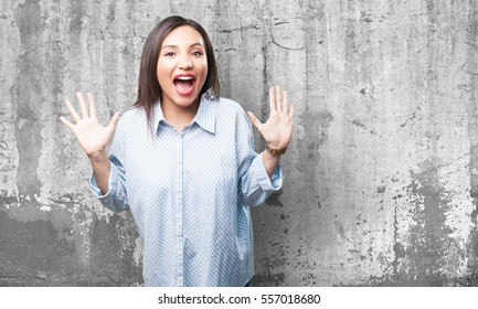surprised asian woman
