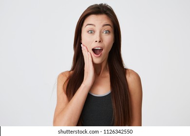 Surprised Attractive Young Woman Long Hair Stock Photo 1126342550 ...