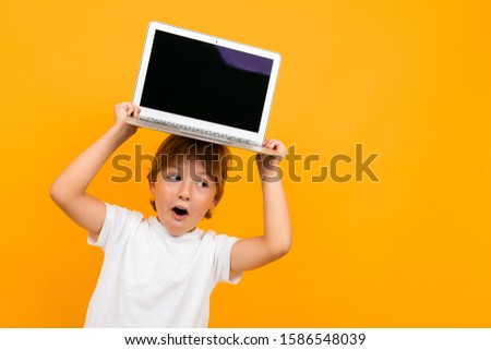 Similar – surprised boy with a blackboard