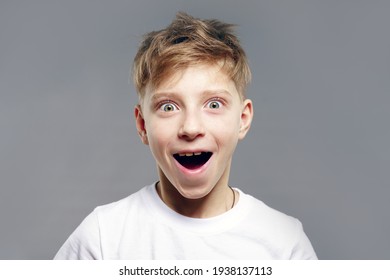 Surprised Boy Open Mouth Huge Eyes Stock Photo (Edit Now) 1938137113