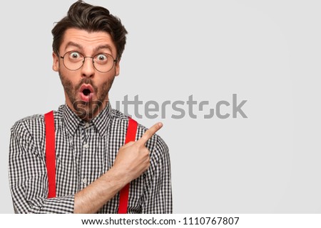 Similar – Image, Stock Photo Man opens shirt shows white space / Copy Space