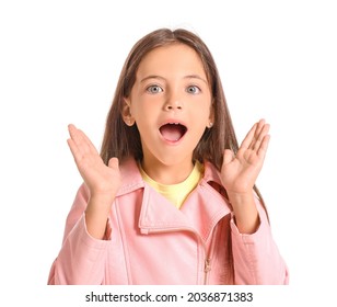 Surprised Little Girl On White Background