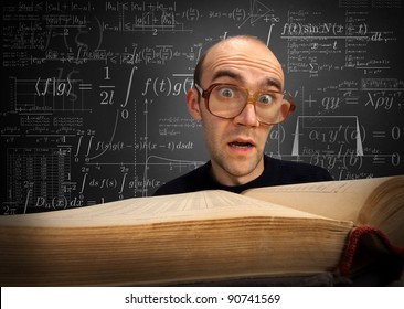 Surprised Nerd Student Looking To Textbook On Math