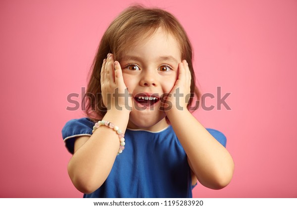 Surprised Pretty Little Girl Big Deep Stock Photo Edit Now