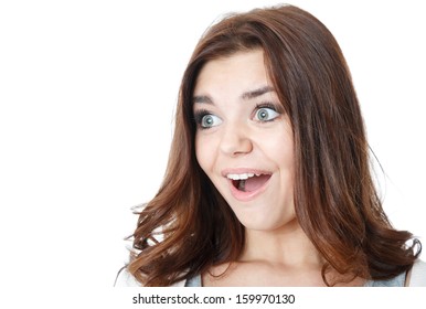 Surprised Young Female Open Mouth Looking Stock Photo 159970130 ...