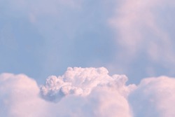Surreal Cloud Podium Outdoor On Blue Sky Pink Pastel Soft Fluffy Clouds With Empty Space.Beauty Cosmetic Product Placement Pedestal Present Promotion Minimal Display,summer Paradise Dreamy Concept.