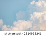 Surreal cloud podium tabletop outdoor on blue sky pastel with empty space.Beauty cosmetic product placement pedestal present promotion minimal display,summer paradise dreamy concept.