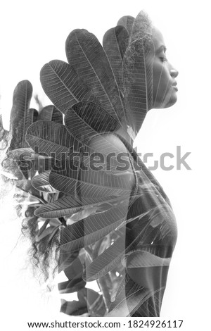 Similar – Young woman in black lingerie in chiaroscuro lighting