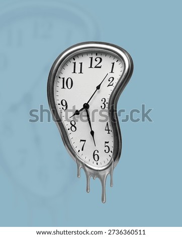 Surreal melting clock representing time distortion, stress, and the concept of time slipping away on a minimal background.
