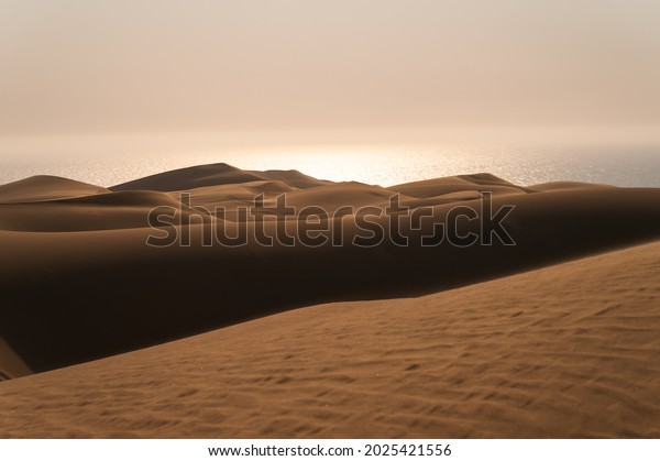Surreal natural landscape of\
desert and sea. The topography of the Atlantic coast of Africa.\
Areas with scarce water resources. Popular travel destination in\
Namibia.