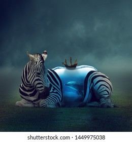 surreal photomanipulation of a zebra