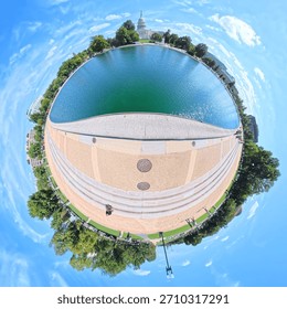 Surreal Tiny Planet  360° View of Capitol Park and Reflecting Pool