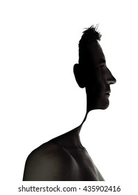 surrealistic portrait of a young man with cut out profile - Shutterstock ID 435902416