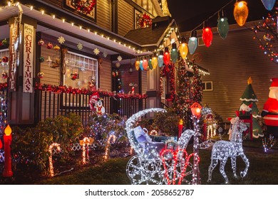 Surrey BC Canada November 2020: Best Christmas Lights Decoration House And Light Display  In Metro Vancouver, 7311 194 St, Surrey, BC