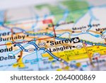 Surrey on the map background