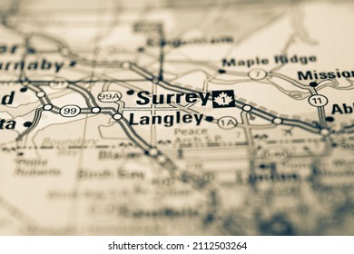 Surrey on the map background