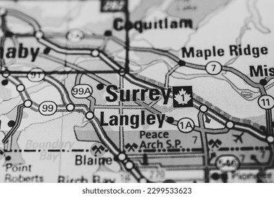 Surrey on the map background