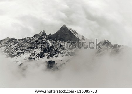 Similar – Foto Bild Bietschhorn mountain peak, view from Loetschenpass