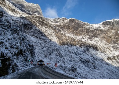 Surrounds Of Homer Tunnel Covered In Snow