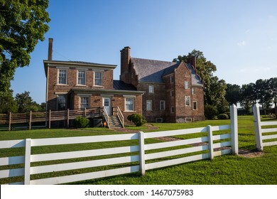 SURRY, VIRGINIA/USA - JULY 20, 2019:  Bacon's Castle, A Former Plantation Built In 1665 And A Rare Example Of Jacobean Architecture In The United States. 