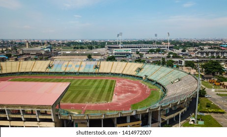 Surulere Lagos State Nigeria- June 1,2019: Aerial View Of The Main Bowl National Stadium Lagos Nigeria