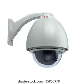 Surveillance Camera Isolated On White Background