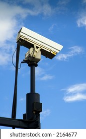 Surveillance Camera mounted on a post looking down