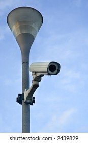 Surveillance Camera mounted on a post looking down