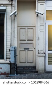 Surveillance Camera On Street Building In Bruxelles