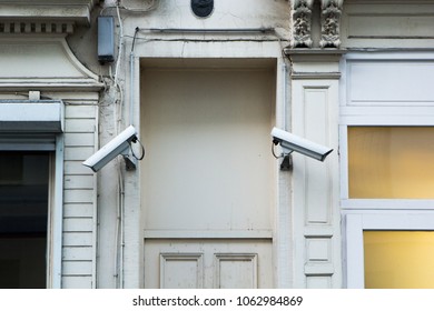 Surveillance Camera On Street Building In Bruxelles