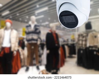 Surveillance Camera Shopping Department Store On The Background.