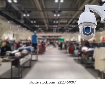 Surveillance Camera Shopping Department Store On The Background.