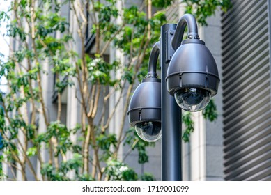 Surveillance camera in urban street