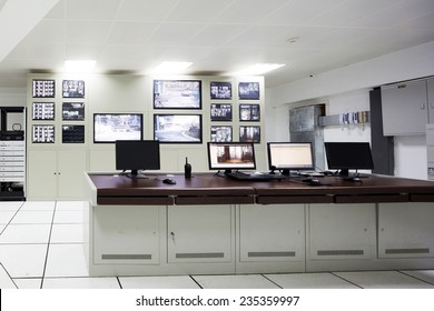 Surveillance Control Room Interior Of Airport