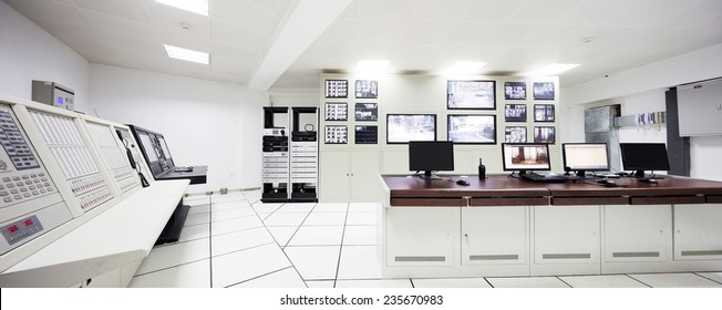 Surveillance Control Room Interior Of Airport