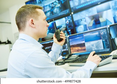 Surveillance Security System. Video Monitoring Woker