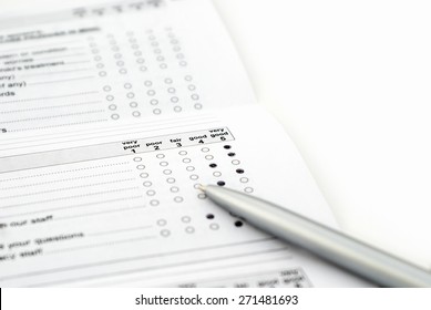 Survey form with positive feedback.  Select focus, shallow depth of field.