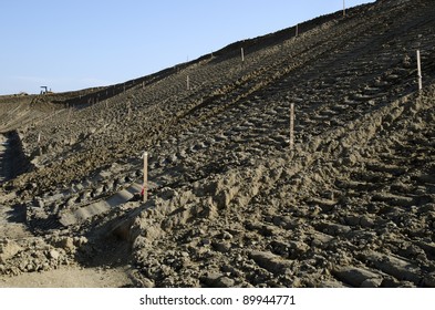 Survey Stakes Are Used To Mark Lines And Grades On A Major Construction Project