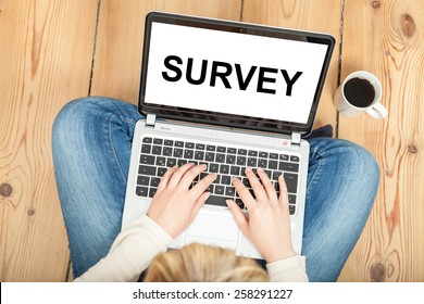 Survey Written On Laptop For Market Research