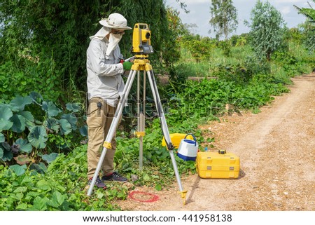 Surveying Land Surveying Technique Profession Science Stock Photo - surveying or land surveying is the technique profession and science of determining the terrestrial